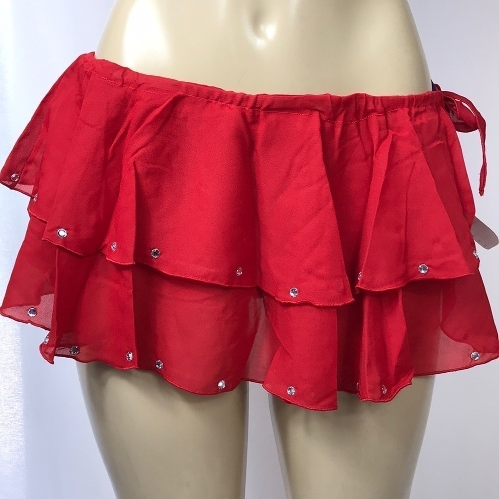 Zuliana Size Small Bedazzled Double Ruffle Sarong With Side Tie. New With Tags.